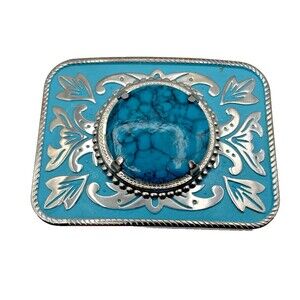 Faux Turquoise Western Belt Buckle Retro Design